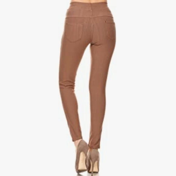 Leggings Depot Premium Quality Stretch Jeggings w/Pockets in Mocha Size 1X/2X - Picture 2 of 10